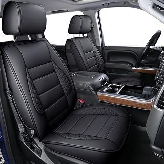 LUCKYMAN CLUB Silverado Seat Covers, Fit for 2019-2025 Chevy Silverado GMC Sierra 1500 and 2020-2024 2500HD 3500HD Crew Cab Water Proof Faux Leather (Full Set, Black)