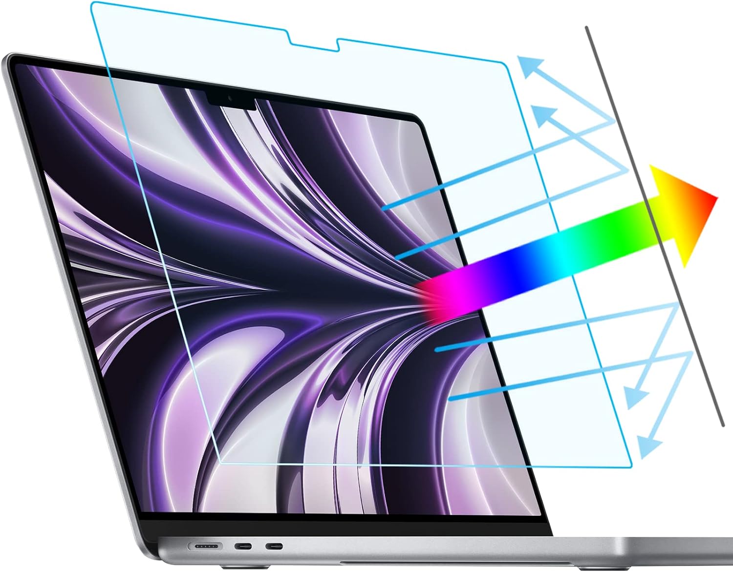 2 Pack Compatible with MacBook Air 13.6 Inch (2022-2024, M2, M3) Blue Light Screen Protector, Anti Glare Anti Scratch Laptop Screen Protector Guard