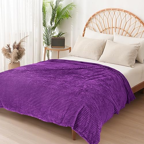 Vista 416 de Vessia Manta de franela de forro polar, 300GSM, acogedora manta a rayas verde salvia para sofá, cama y sofá, cálida y suave, acogedora manta