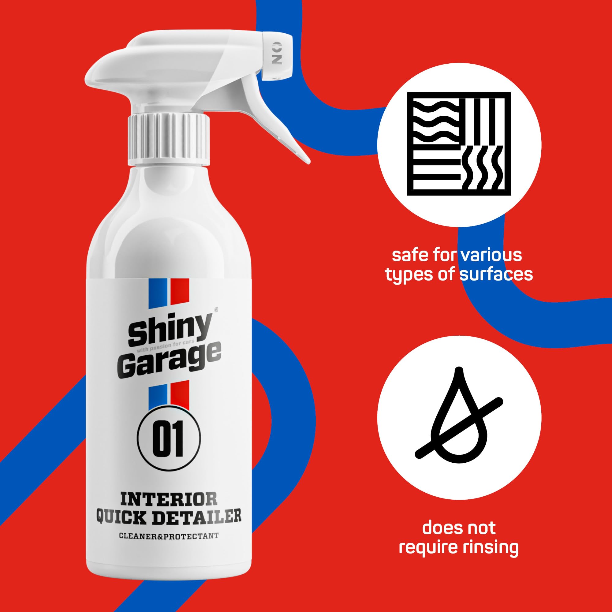 Shiny Garage Środek do czyszczenia wnętrza samochodu "Interior Quick Detailer" 500 ml – środek do czyszczenia tapicerki samochodowej, usuwa zabrudzenia, z ochroną przed promieniowaniem UV, skuteczna