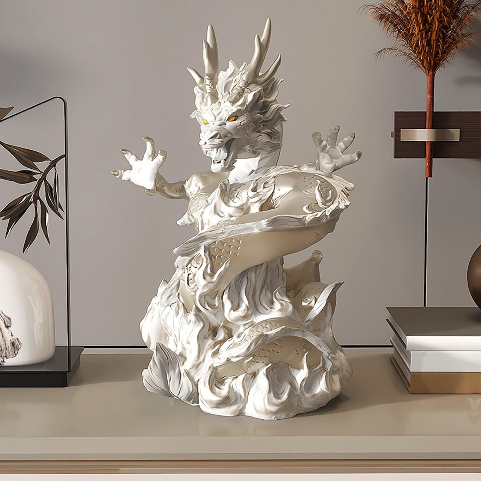 Statues et Figurines de Dragon, Figurine de Dragon Chinois, Objets de Collection, AnnéE du Dragon du Zodiaque Chinois, Figurine de Dragon de Grande Taille, Collection d'art, Choix de Cadeau(Silver)