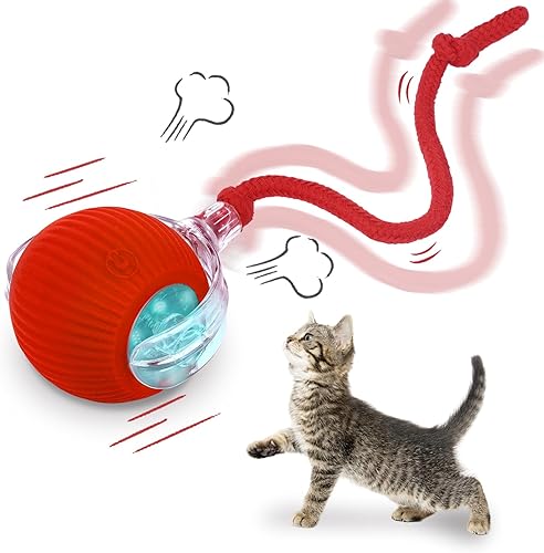 Juguetes interactivos para gatos de interior, juguete para gatos Speedy Tail 3.0, bola de juguete para gatos activada por movimiento, juguetes