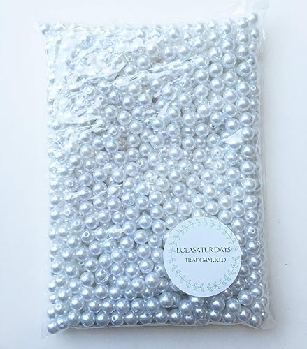 Miniatura 3 de perlas 1 libra Loose Beads Jarrón Relleno, Plástico, Blanco, 10mm