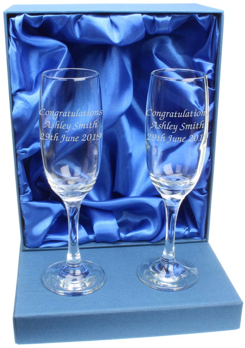 Go Find A Gift Personalised Engraved Pair of Glass Champagne Flutes 170ml