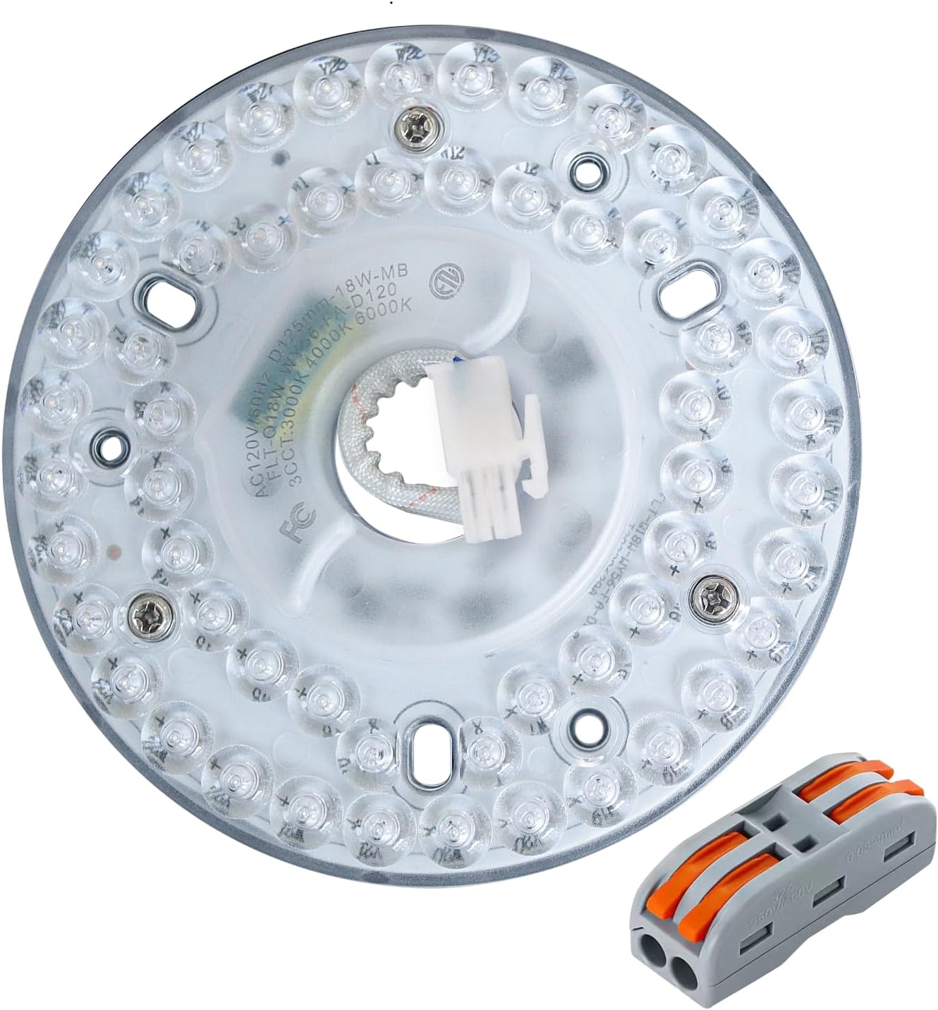 5" LED Ceiling Fan Light Retrofit Kit,18W,3CCT 3000K/4000K/6000K Adjustable,120VAC 60Hz ETL Light Kit for Ceiling Fan