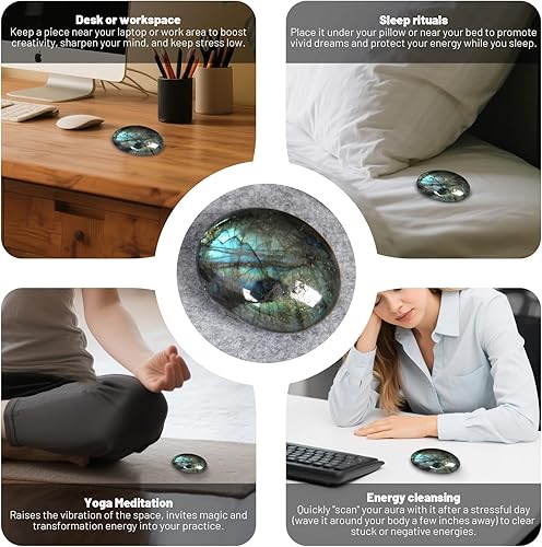 Miniatura 9 de Orientrea Piedra de palma de turmalina negra, 1 pieza de piedra energética de bolsillo de turmalina negra, piedra de preocupación de cristal