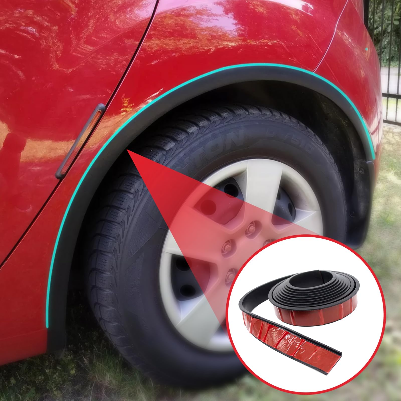 Protezioni Universali Parafango 1,5m 4 Pezzi Autoadesive Estensione Parafango Allargamento Passaruota PVC Coperture Ruota