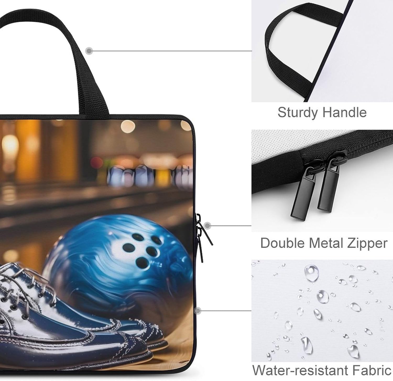 Bowling Shoe Print Laptop Bag Print Computer Sleeve Case Protector Briefcase Totes for Women Men