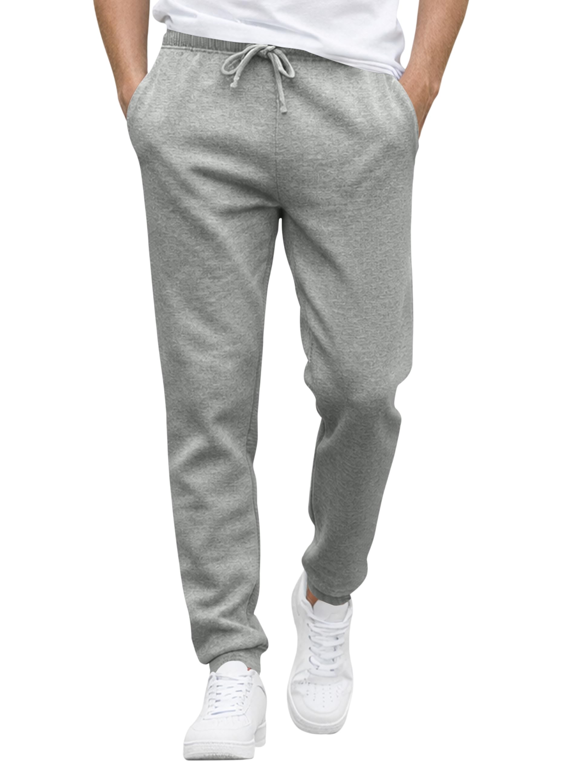 Love My Fashions® Men's Fleece Tracksuit Jogging Bottoms Slim Fit with Zip Pockets Jogger Sweatpants for Gym Workout Grey