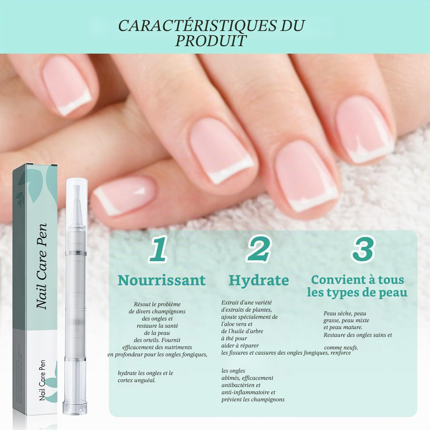 Nail Care Lot de 3 stylos réparateurs d'ongles pour la réparation des ongles, essence de structure des ongles, protection et renforcement des ongles, soin et réparation des ongles et des cuticules