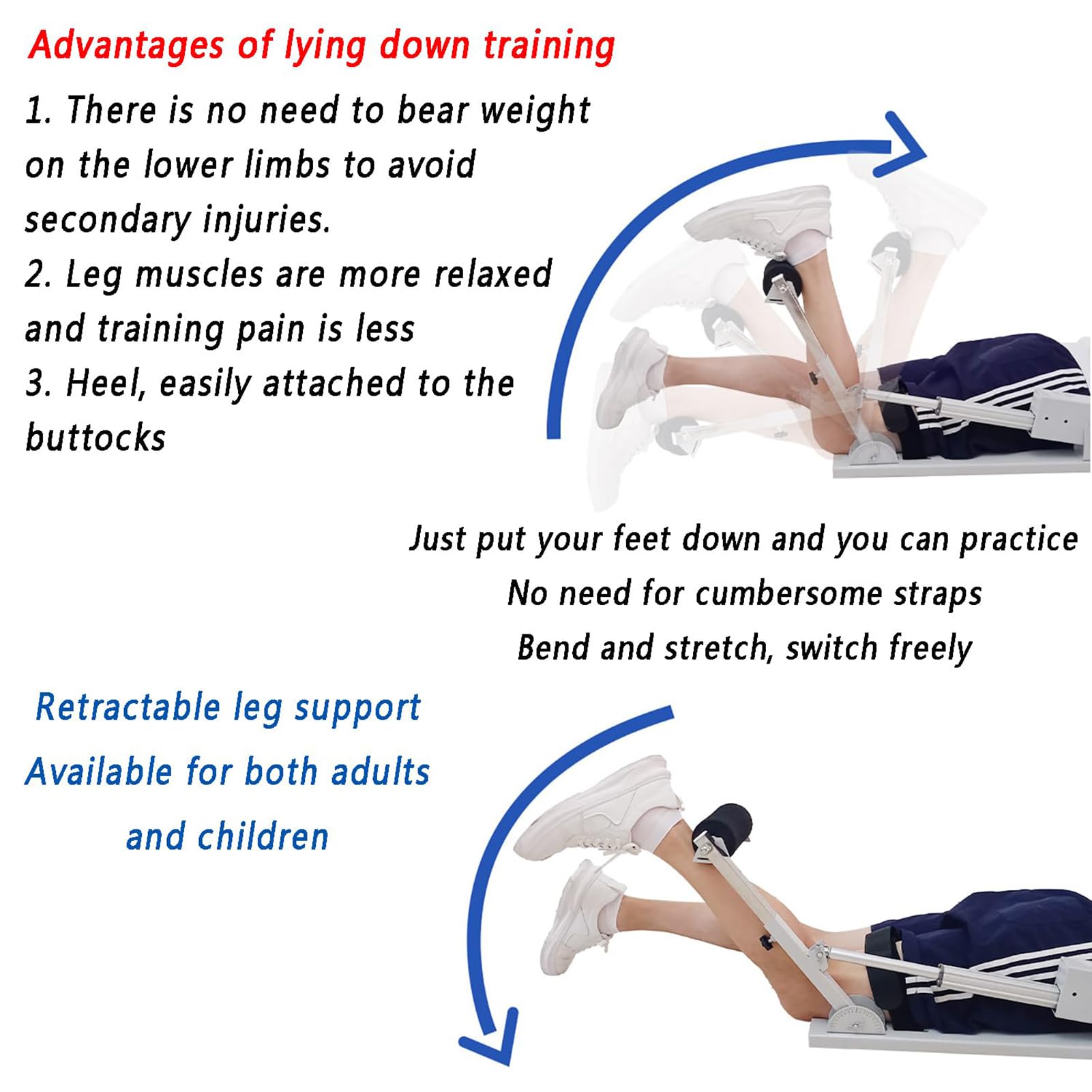 Elektryczne urządzenie do treningu kolan i nóg, Trener rehabilitacji kolan, 0°-170° Pełny kąt treningu z płytą kątową, 200 kg pchnięcia, trening zginania/prostowania, ćwiczenie kończyn dolnych