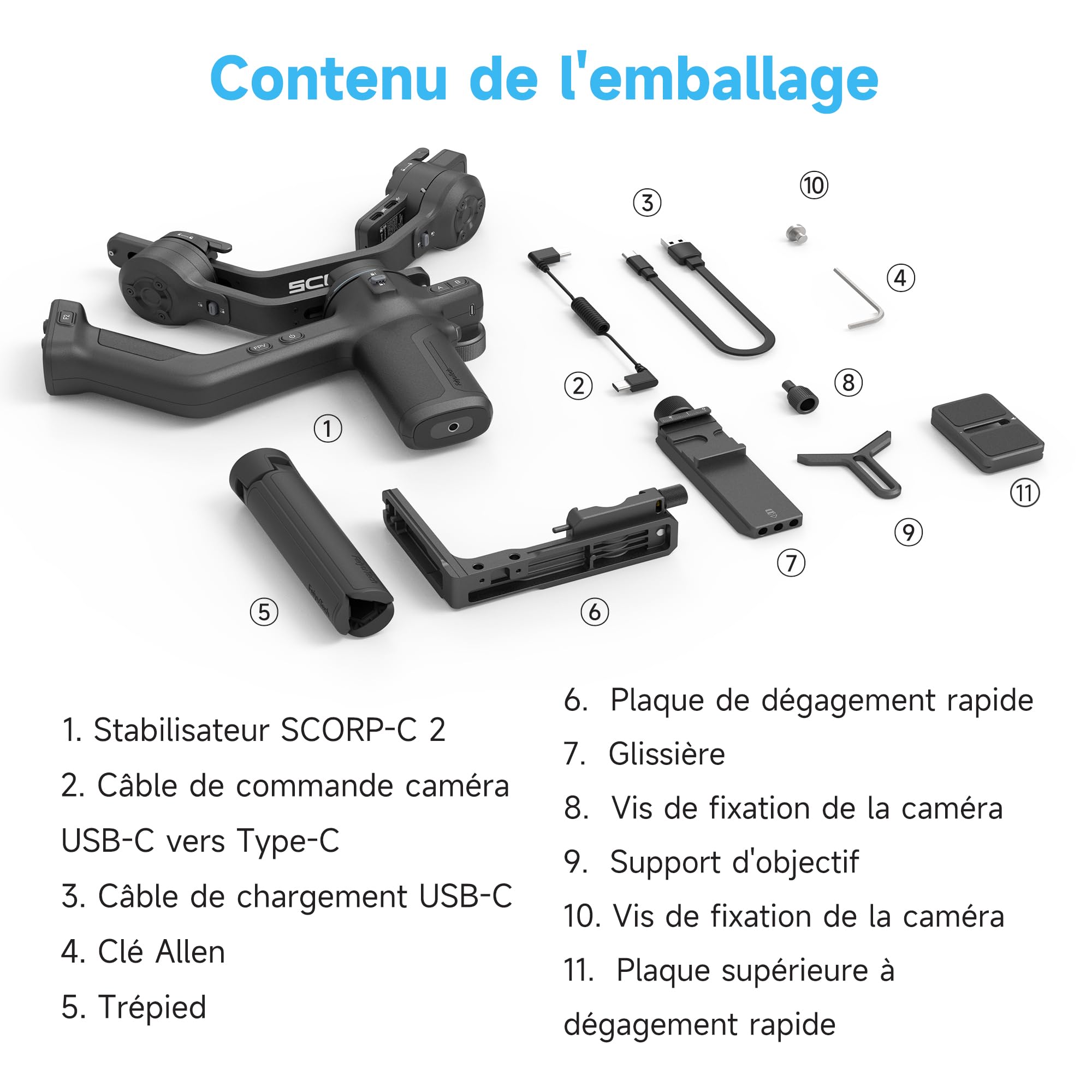[Officiel] FeiyuTech SCORP-C 2 Stabilisateur Appareil Photo 3 Axes avec Suivi AI 4.0, Panneau de Boutons,Charge Utile 3,5KG, Prise de Vue Verticale Native, Équilibrage Rapide, Contrôle Bluetooth