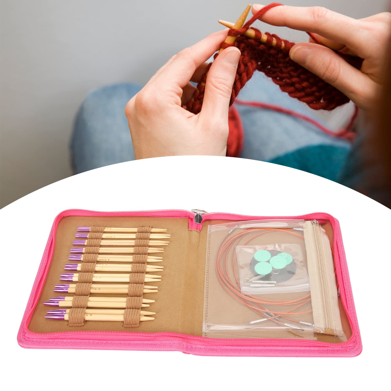 Generic Juego Intercambiable de Agujas de Tejer Circulares Duraderas para Varios Proyectos con Bolsa de Almacenamiento para Entusiastas del Tejido