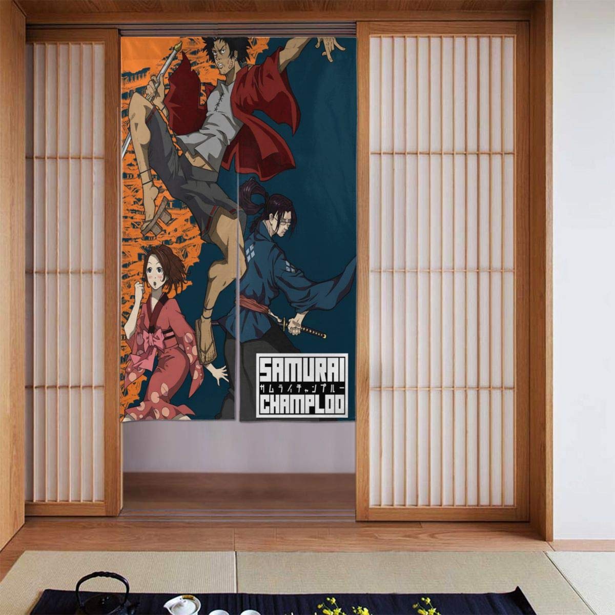 Samurai Champloo Japanese Style Noren Long Doorway Curtain Hanging Door Tapestry for Home Decoration, 34 x 56 inch