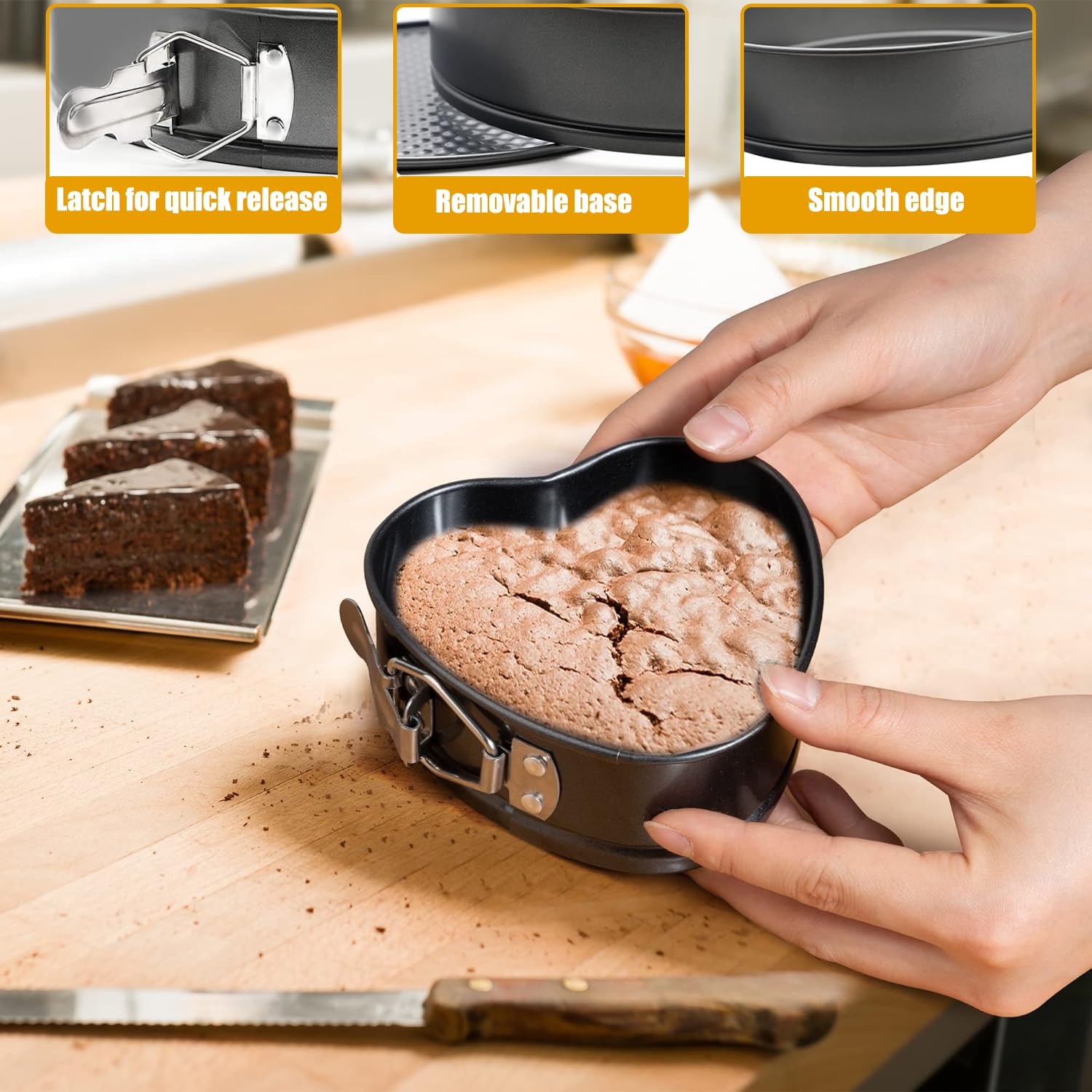 GZMAISULEE Springform Cake Pan Set of 3 (4, 7 - Image 4