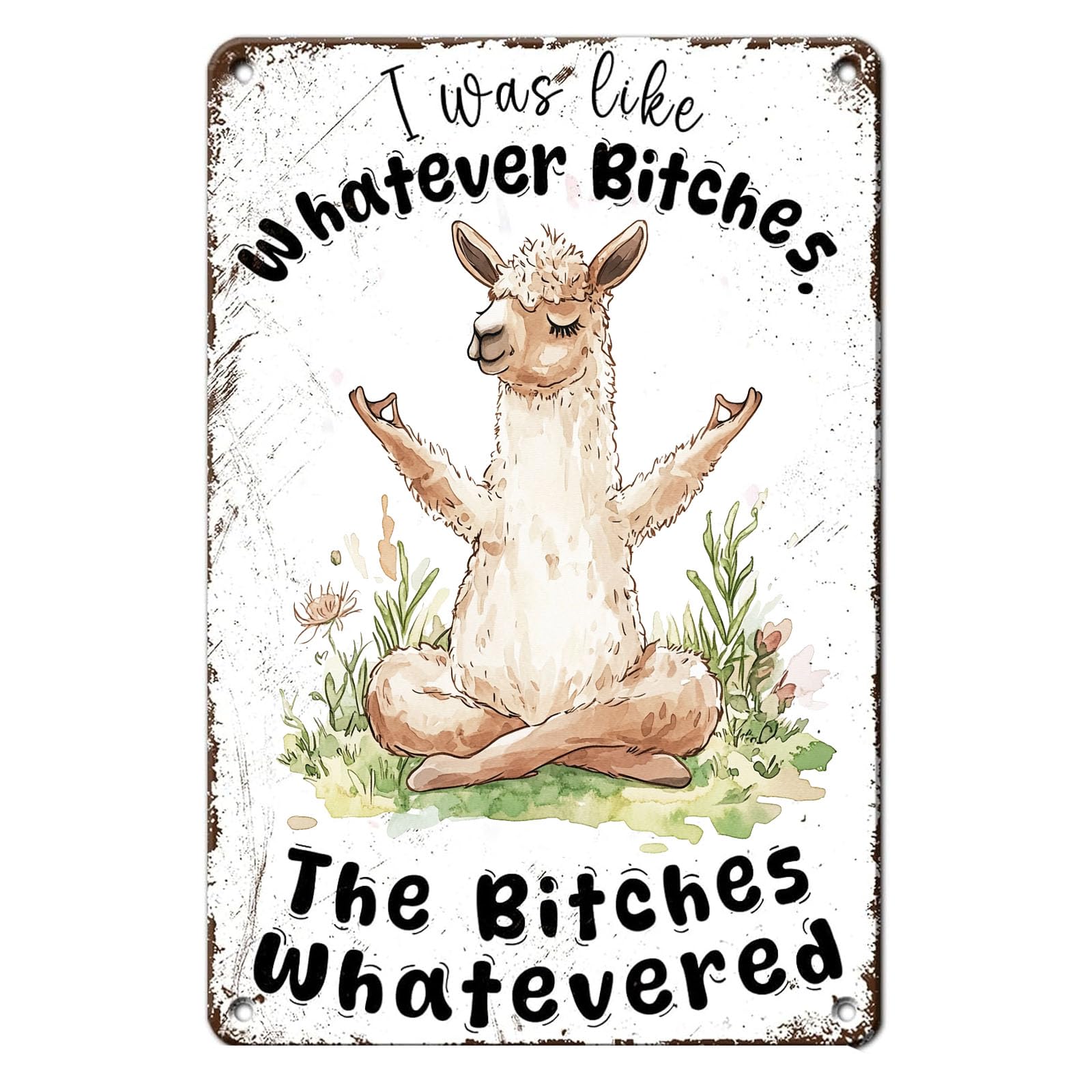 Yivxa Tin-488 Metal Tin Sign Whatever Bitches The Bitches Whatevered Sheep Vintage For Home Outdoor Indoor Office Bar Yard Decor 12X8 Inch