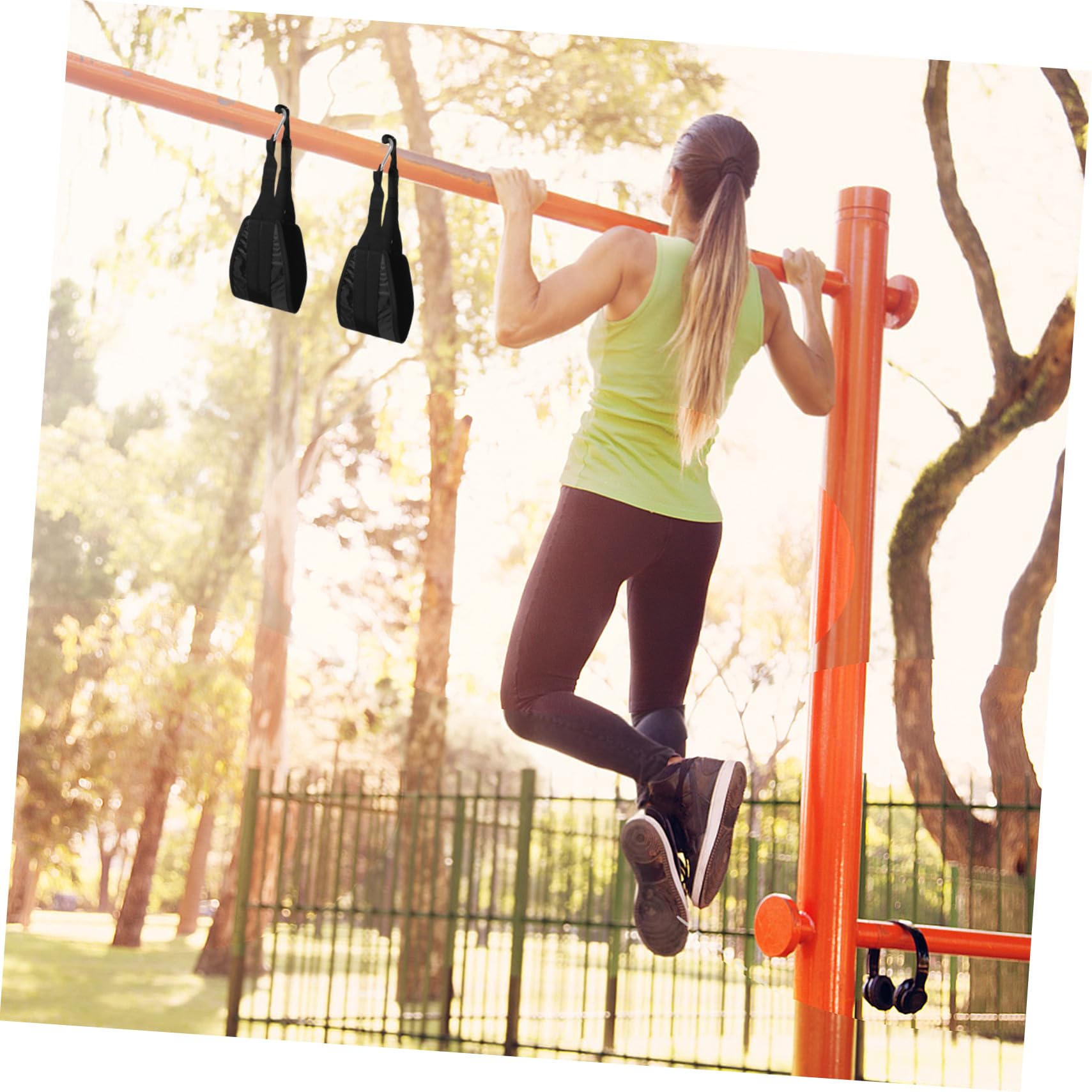 PRETYZOOM Correas para Dominadas y Abdominales de Oxford Resistentes Entrenamiento Multifuncional para Gimnasio y Casa Accesorios Fitness para Fuerza y Musculación de Negro con Hebillas