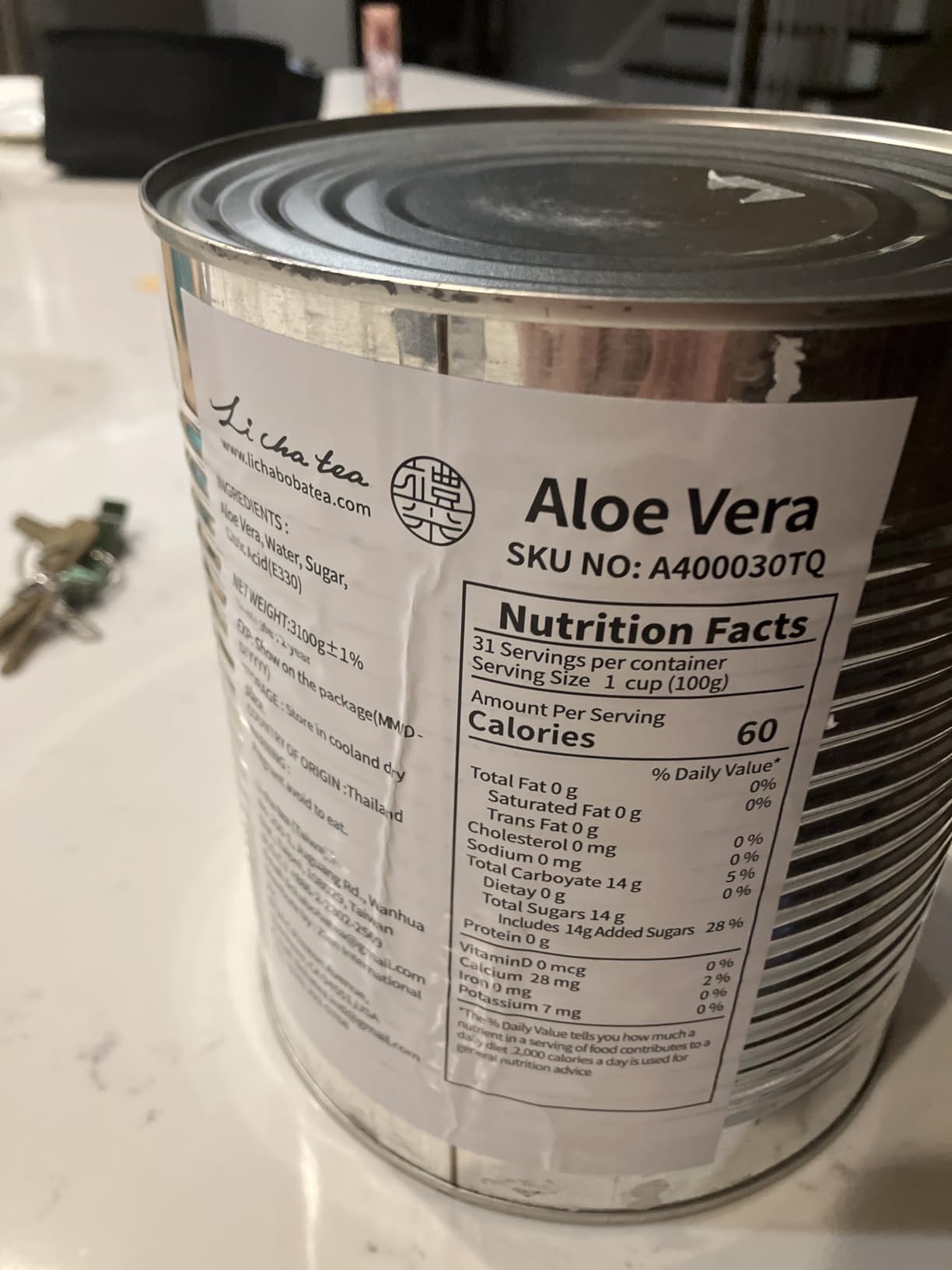 Li Cha Aloe Vera Jelly (3kg/6.6lbs Can) | Topping Kenya | Ubuy