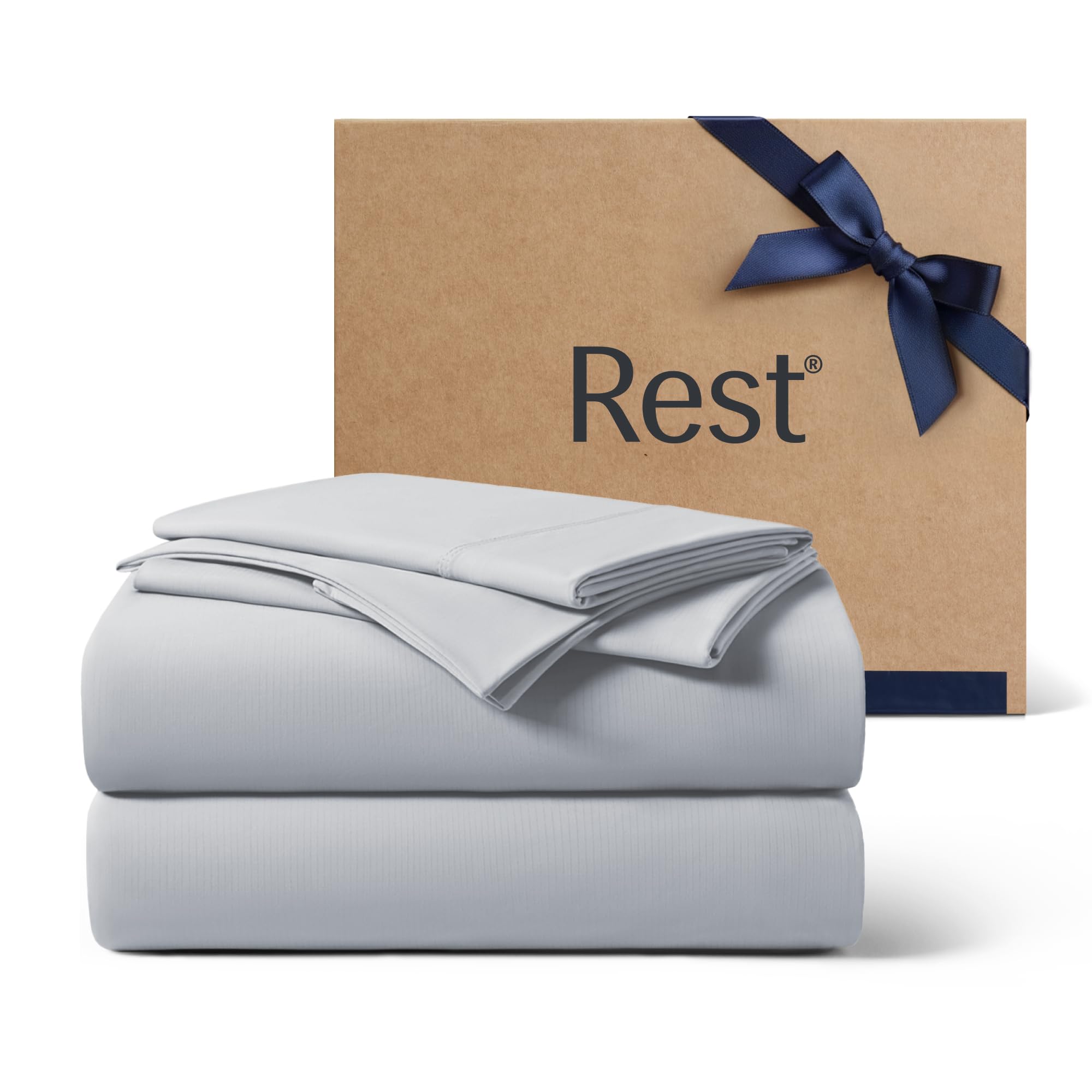 REST Evercool Cooling Sheet Set Queen Size Light Gray Breathable Bed Sheets for Hot Sleeper and Night Sweats
