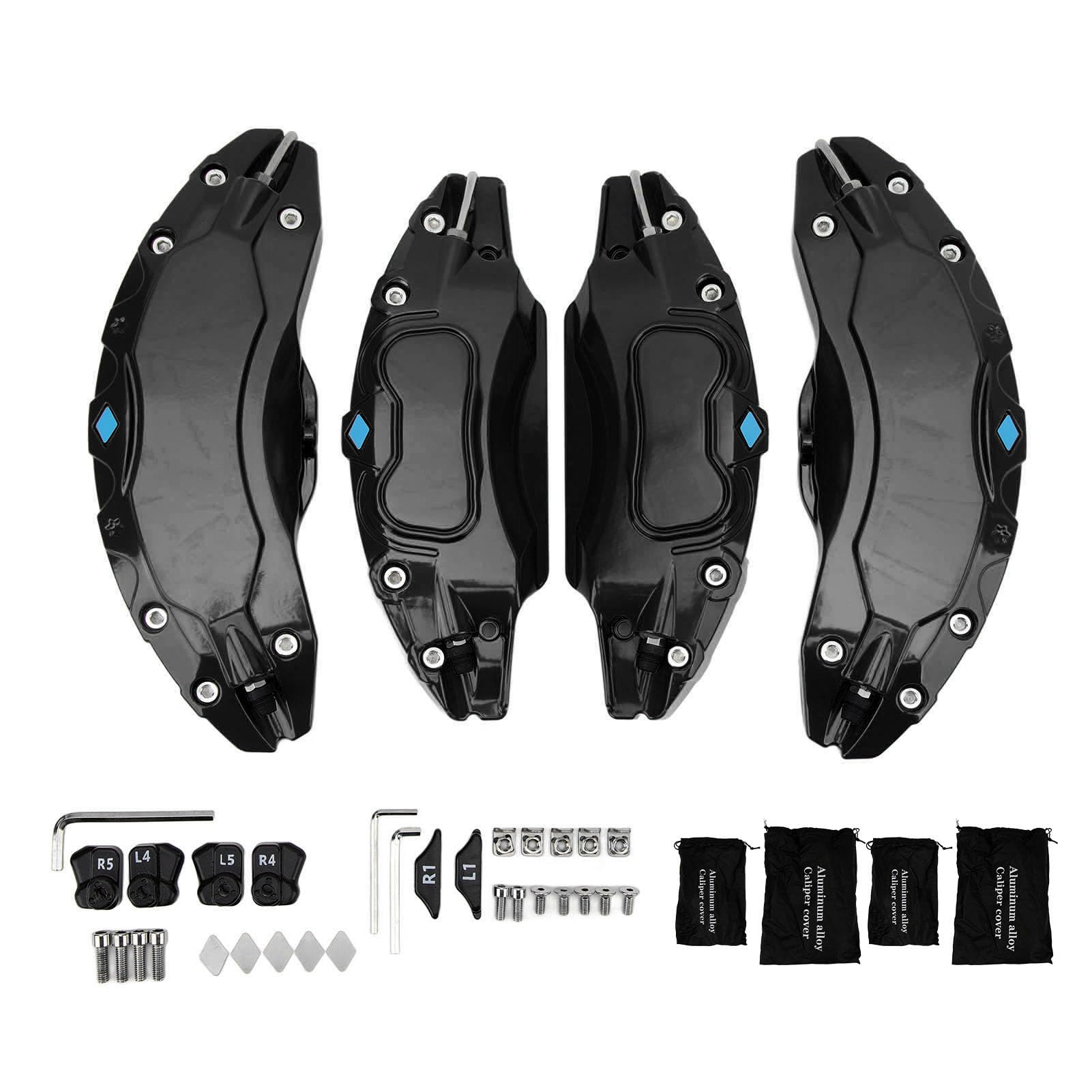 4-teilige Bremssattelabdeckungen Aus Aluminium – Rot, Für Tesla Model 3 (2017–2023), Inkl. Edelstahl-Schrauben & Schnallen