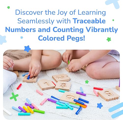 Miniatura 7 de Bimi Boo Tableros de clavijas de conteo y seguimiento de números para niños, juego de juguetes de matemáticas aritméticas montessori de madera para