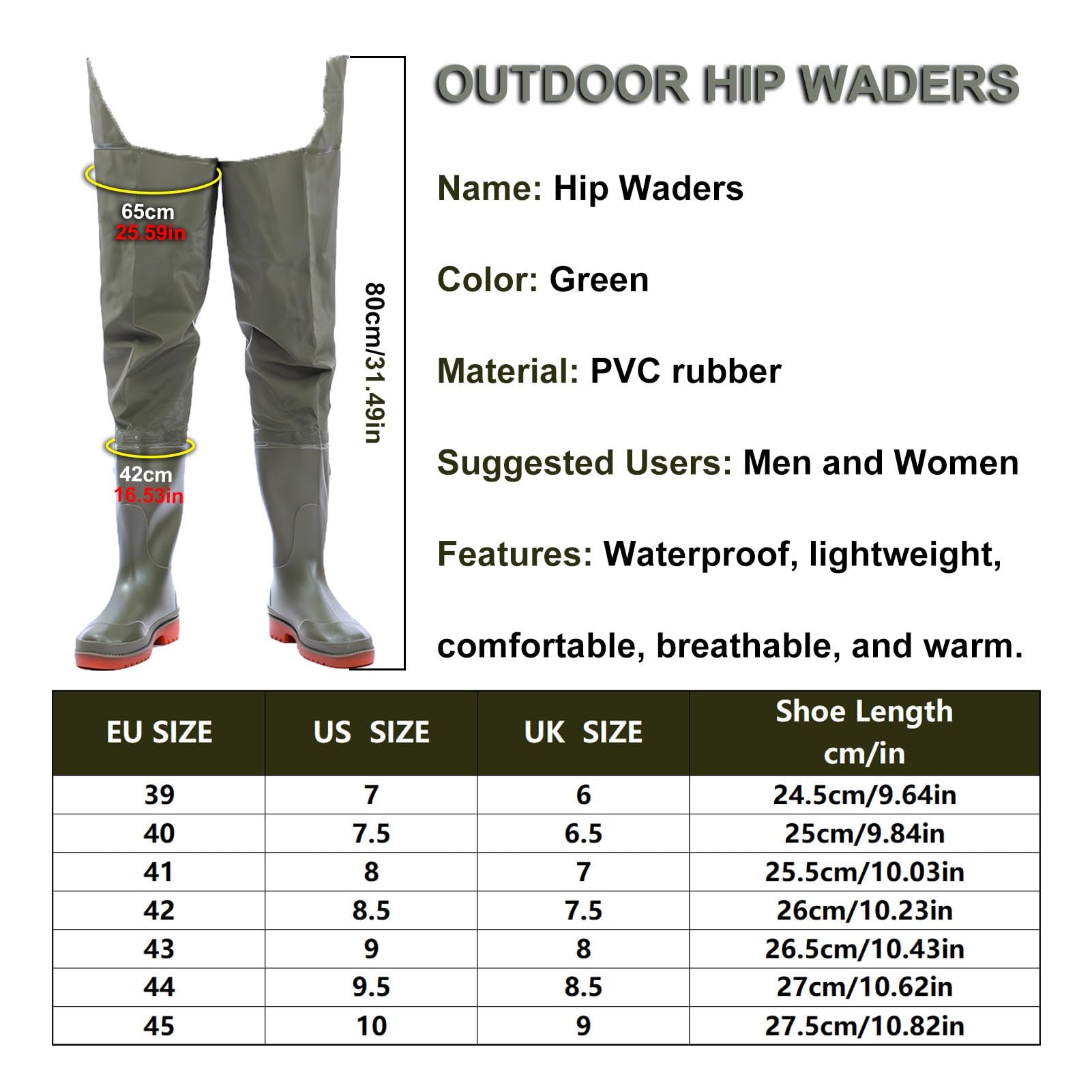 Waders hip Stivali Leggeri Senza Perdite, Stivali Robusti con Suola Spessa Oxford, Per La Caccia E La Pesca Nelle Paludi