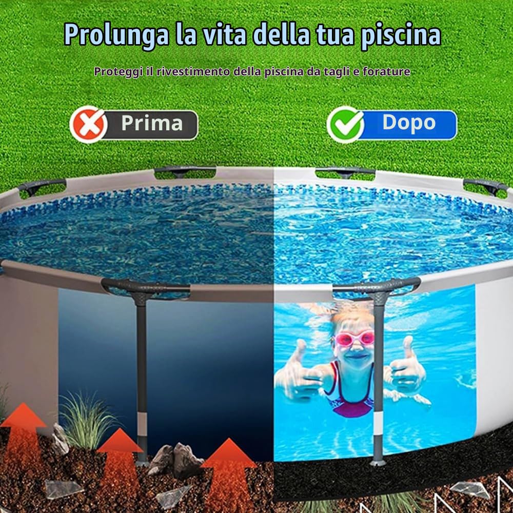 4M Tappetino Rotondo per Piscina, Tappetino per Piscina Fuori Terra, Feltro Tappeto Protettivo, Tappetino Piscina Extra Spesso per Piscina, Prolunga Durata del Rivestimento