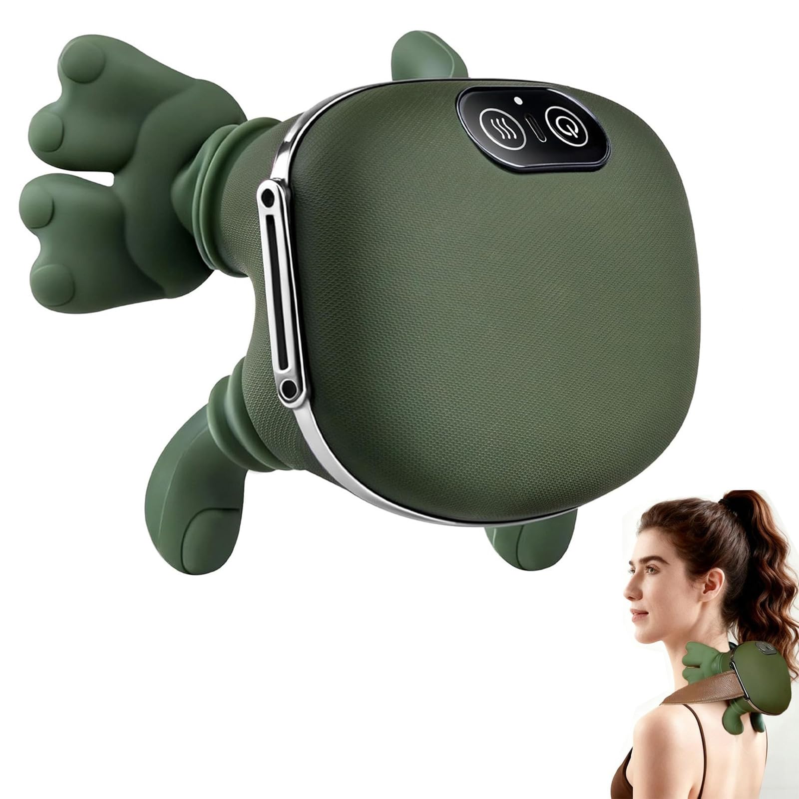Neck Massager with Finger Kneading Deep Tissue Neck Shoulder Massager 4D Palm-Kneading Massage with Heat Wearable Strap Gentle