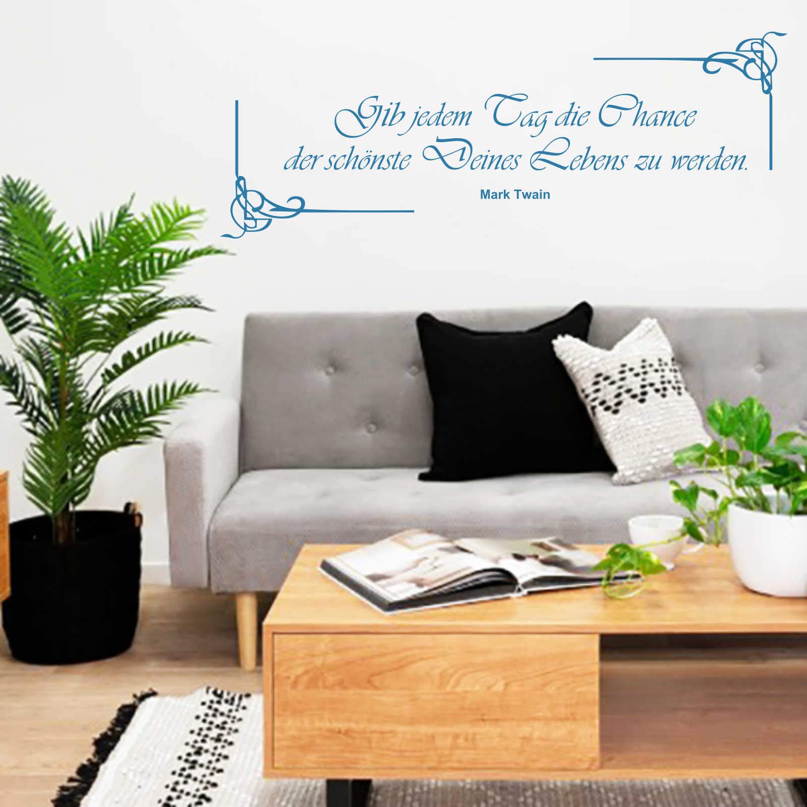 INDIGOS UG - Decalcomanie da muro - adesivi da parete - Murale - "Gib ogni giorno", 140 x 51 cm - Azzurro - Decorazione per soggiorno, camera dei bambini, ufficio, scuola