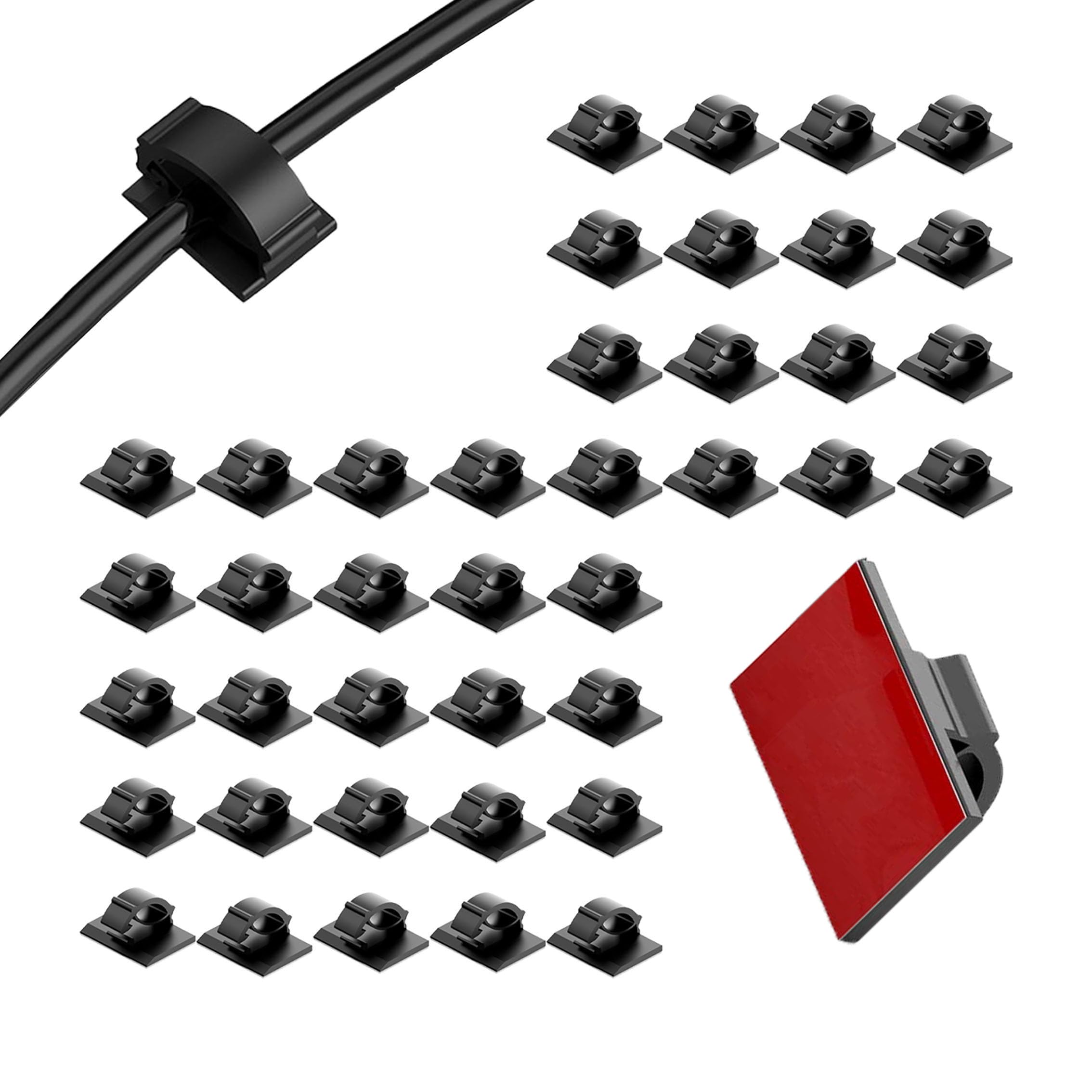 Neyiemケーブルクリップ ケーブルスタンド 配線 収納線 固定 電線管理 配線隠蔽 車用 配線 理線器 (60pcs、黒)