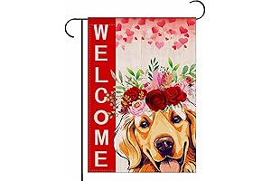 Valentines Day Golden Retriever Garden Flag