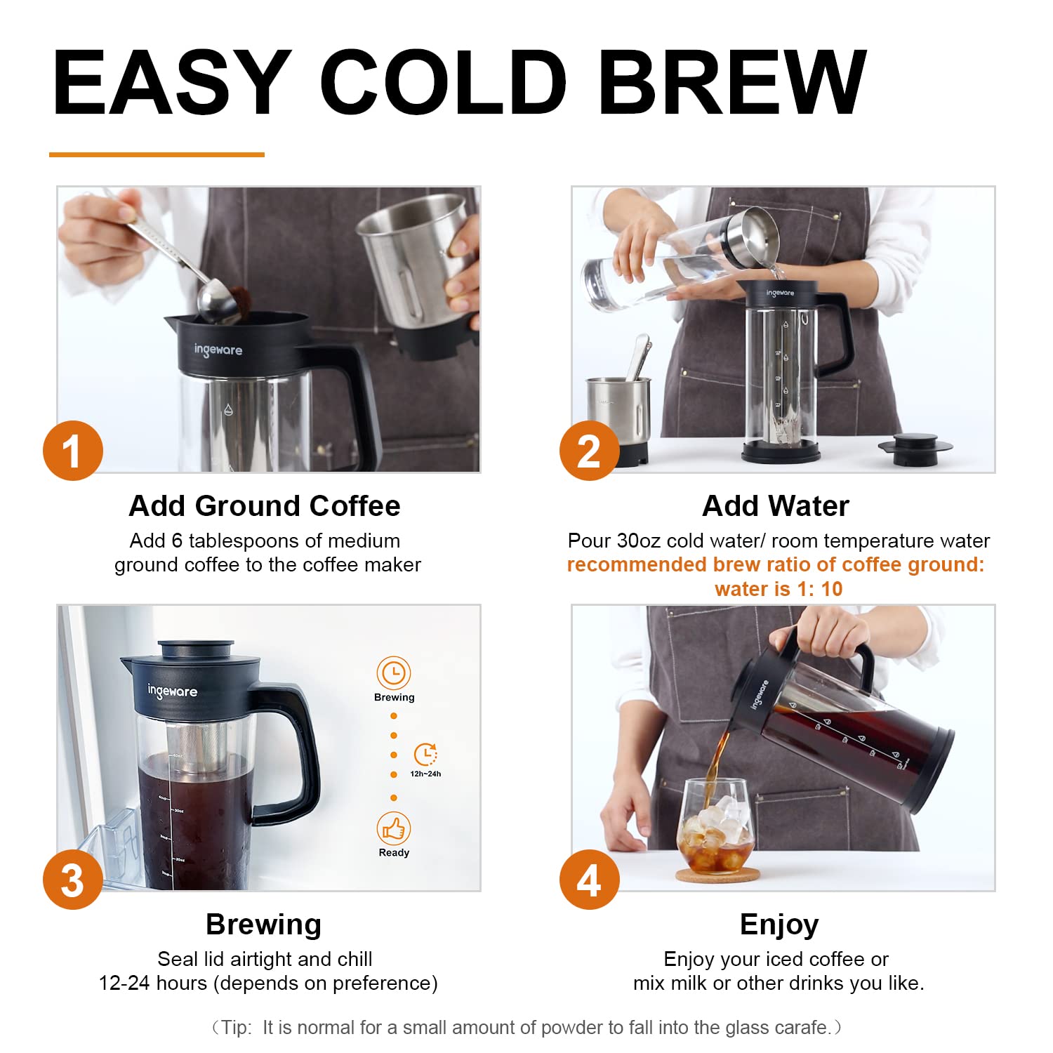 Buy Ingeware Upgrade Cold Brew Coffee Maker, 1.5L/50oz Cold Brew Maker