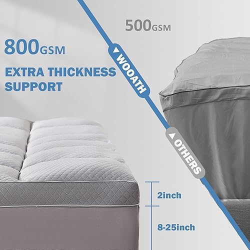 Miniatura 5 de Cubrecolchón tamaño matrimonial, almohadilla refrescante para cama, funda gruesa para el dolor de espalda, relleno alternativo de plumón suave,