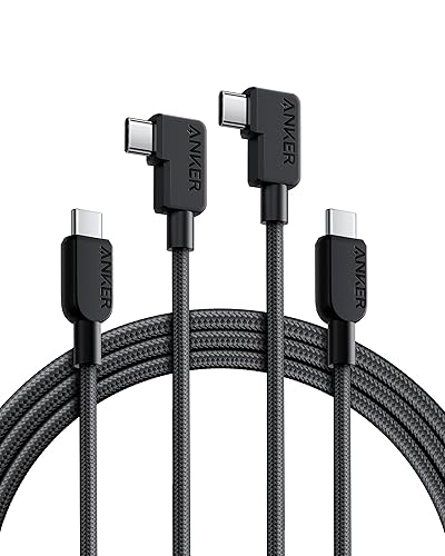 Miniatura 1 de Anker Cable USB C a USB C en ángulo recto, 240 W, cable de carga trenzado tipo C de 90 grados tipo C para iPhone serie 16 y más (paquete de 2