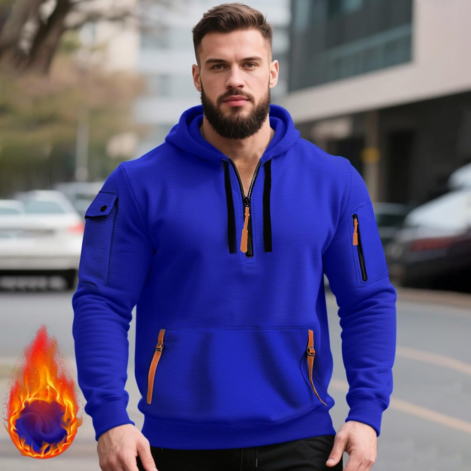 MANTORS Men's Fleece Hoodie Casual Long Sleeve 1/4 Zipper Pullover Sweatshirts - Image 2