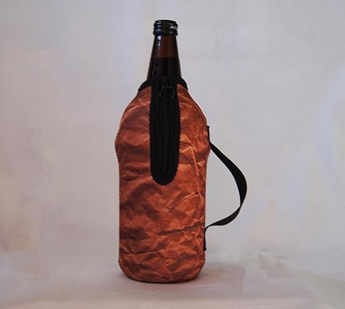 Enfriador de botellas de cerveza de neopreno con cremallera de 40 onzas y 32 onzas  Parece una bolsa de papel marrón  Aislador reutilizable con asa
