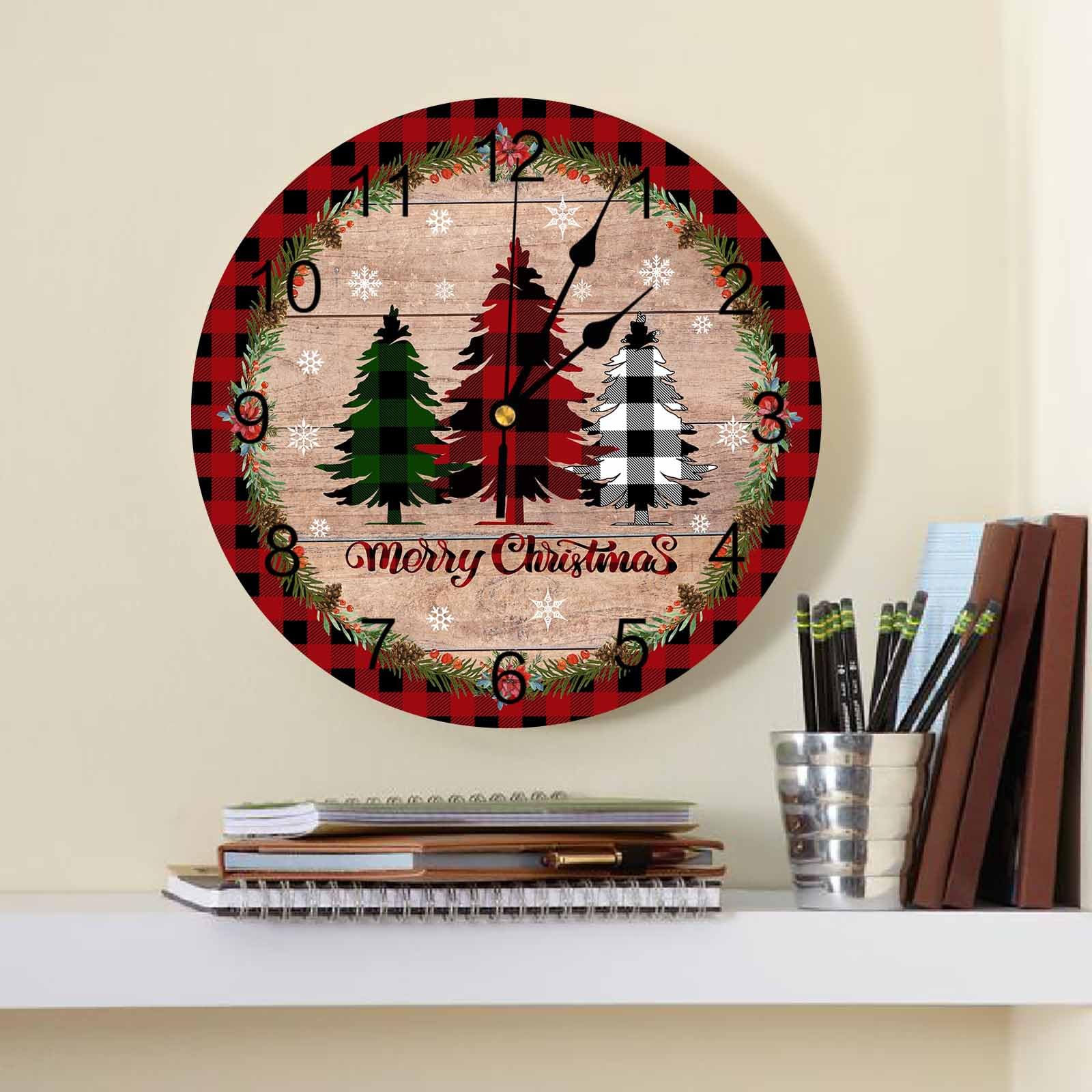 Amazon.com: CosyBright Christmas Silent PVC Wall Clock 10 Inch Red