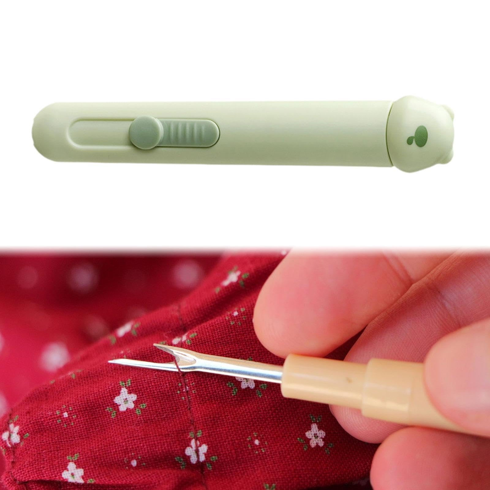 Badiman 2 in 1 Threader Seam Ripper,Quilting Supplies,Sturdy Housewarming Gift Hand Sewing Tool,Thread Removal Tool for Crochet, Green
