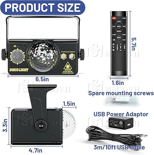 Miniatura 4 de Luces de fiesta, luz de discoteca, luz estroboscópica activada por sonido e iluminación de DJ con control remoto, luces rave para fiestas