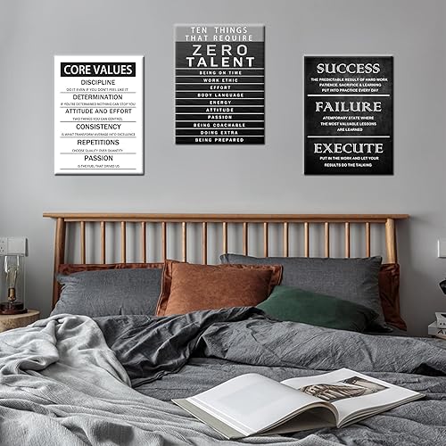 Miniatura 3 de Decoración de pared motivacional con valores fundamentales, lienzo con citas inspiradoras, arte de pared, cero talentos, pintura impresa para el