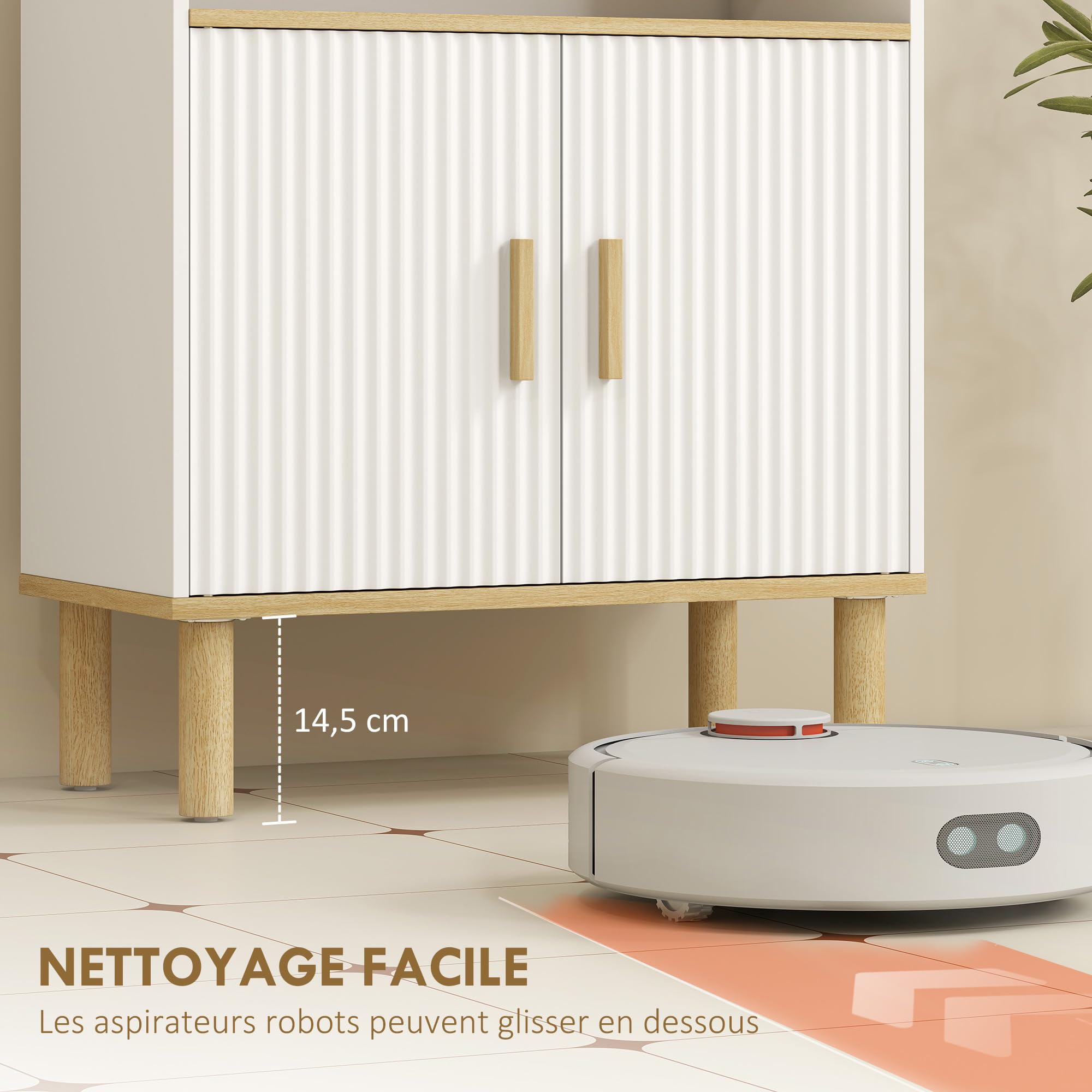 HOMCOM Meuble de Salle de Bain 60 x 29,5 x 76,5 cm Blanc et Bois Naturel
