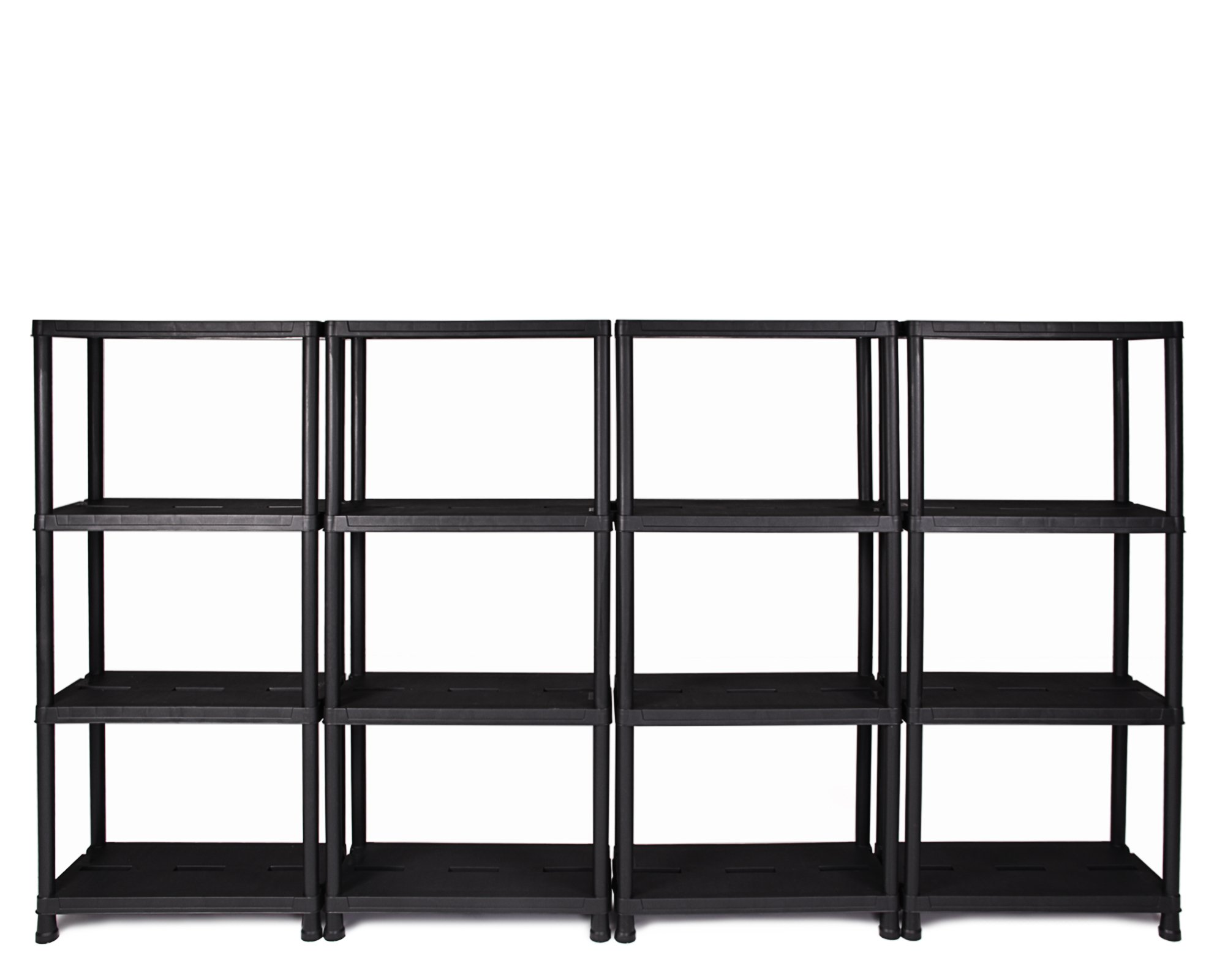 Ondis24 Regal, Lagerregal, 60 x 30 x 138 (H) cm, 12 Zoll Steckregal, Kunststoff, anthrazit, bis maximal 125 kg belastbar (4 Stück)