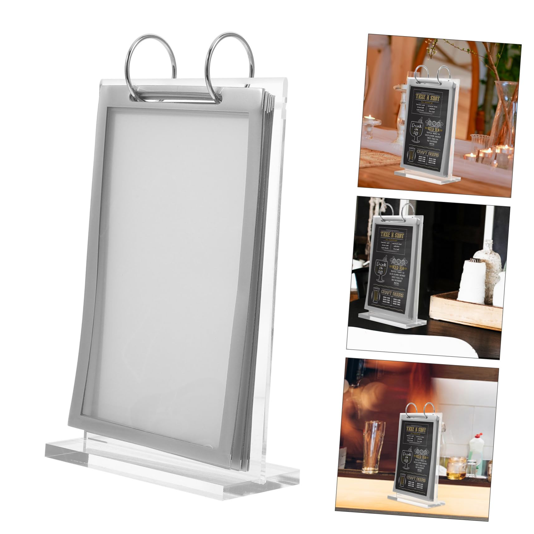 4piezas Soporte De Menú Vertical Base Estable Exhibidor De Carteles Para Restaurantes Cafés y Oficinas Diseño Ligero y Resistente