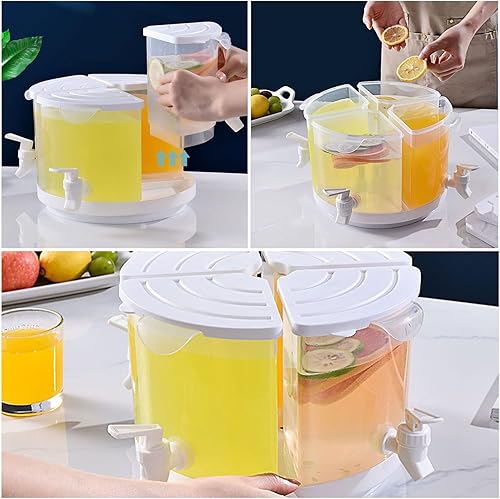 Miniatura 6 de Hervidor de plástico frío, dispensador de bebidas de plástico giratorio, cubo de agua fría de gran capacidad con grifo, recipiente de bebidas de