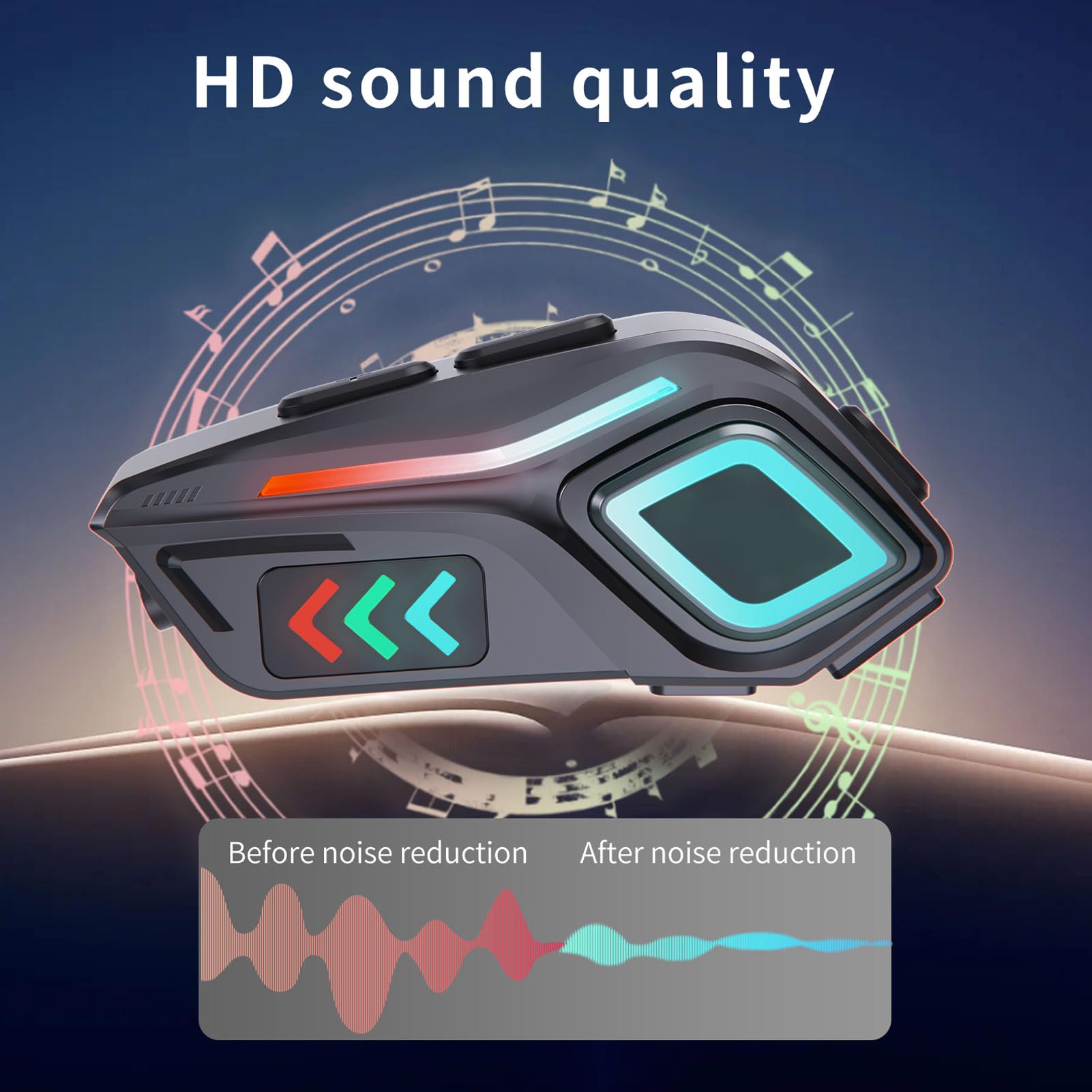 YUEHISY Motorcycle Helmet Speaker with IPX8, 800mAh High Capacity Battery for 40 Hours Playtime, Voice Aid, Flashlight, for All Helmets