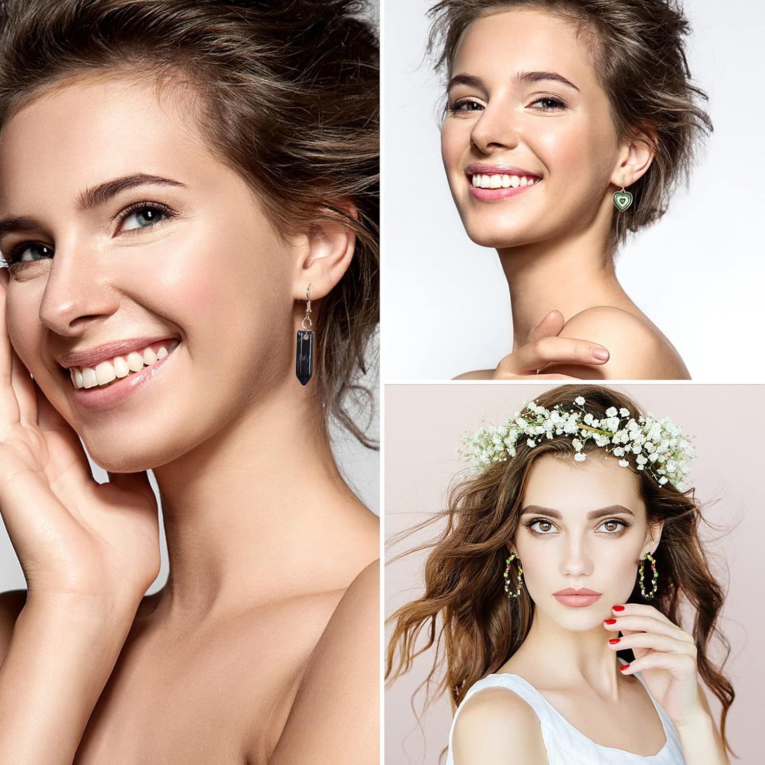 34 Pairs Gold Hoop Earrings Set for Women, Fashion Drop Dangle Earring Packs Black Hearts Earrings Multipack Hypoallergenic Earrings for Christmas Gifts - Image 3