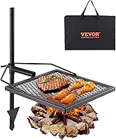 Vista 11 de VEVOR Parrilla giratoria para fogata, parrilla para hoyo de fuego con rejilla sobre hoyos de fuego, rejillas de parrilla de acero resistentes