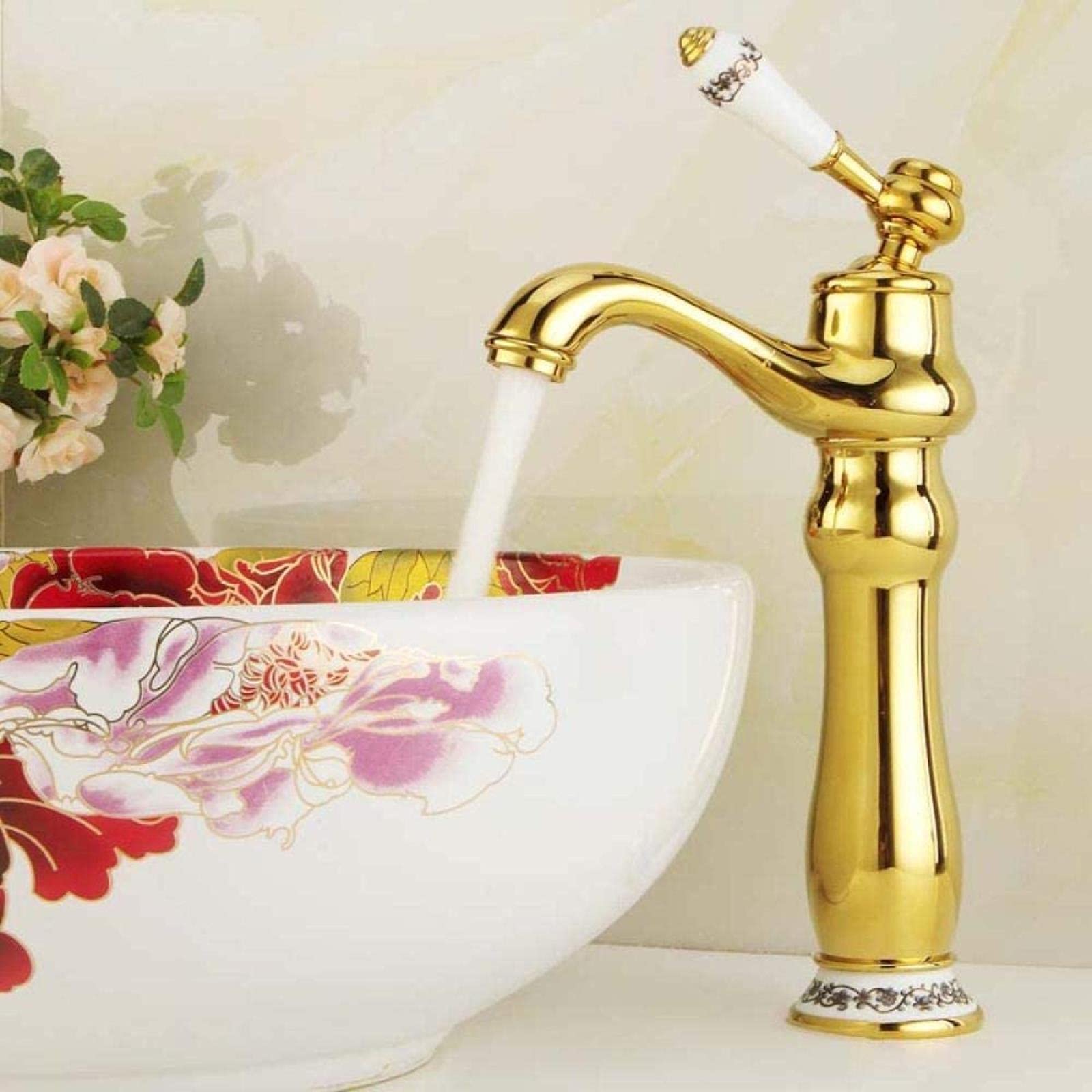 Robinet d'or de salle de bain en laiton mitigeur chic monotrou luxe