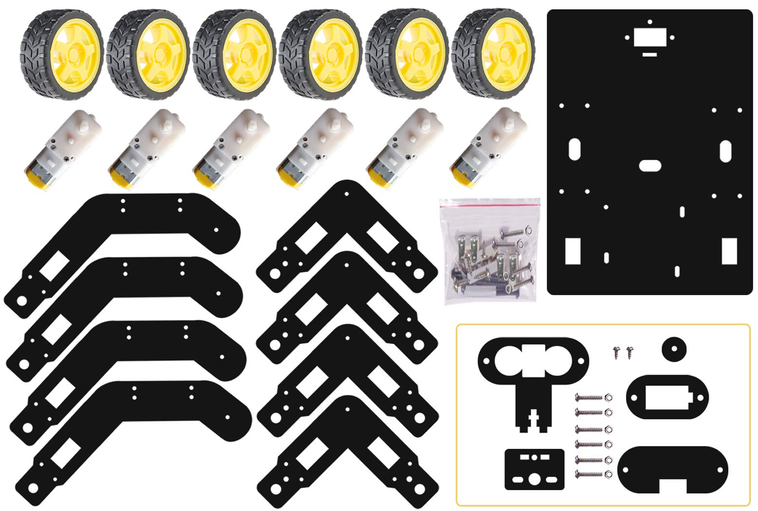 Kit4Curious Acrylic 6 Wheel Drive Curious Chassis for DIY Robotics (Black) - Image 2 thumbnail