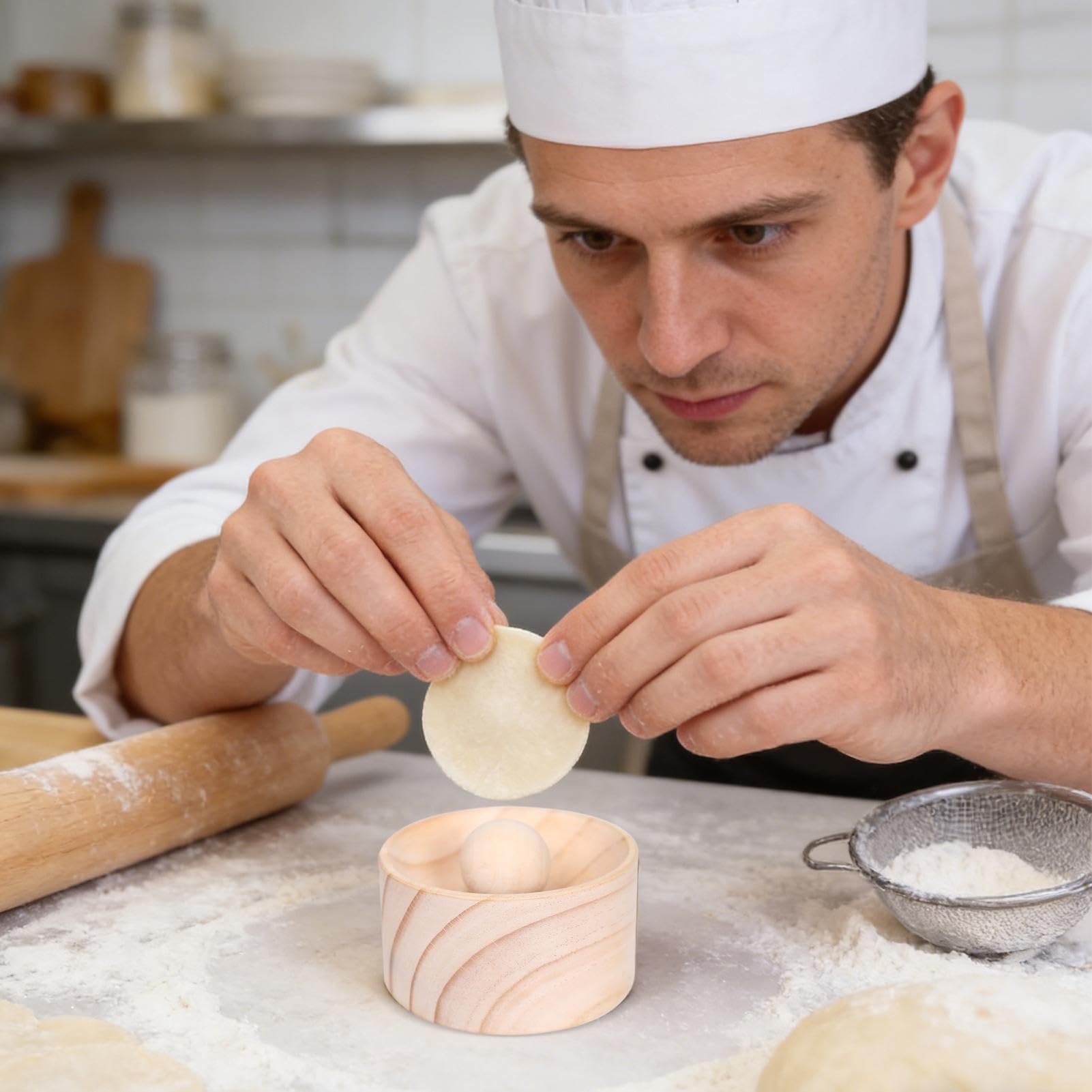 Stampo per Ravioli Cinesi - Stampo Manuale in Legno per Formare Pasta Uniforme | E Pressa Per Pelle Di Dumpling | Adatto A Casa Cucina Appartamento Ristorante Festa Vacanza Raduno